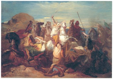 Théodore Chassériau – Arab Combat [from Winthrop Collection of the Fogg Art Museum]. Free illustration for personal and commercial use.