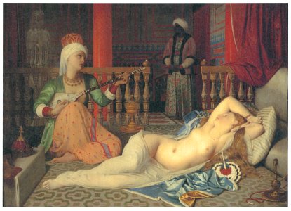 Jean-Auguste-Dominique Ingres – Odalisque with a Slave [from Winthrop Collection of the Fogg Art Museum]. Free illustration for personal and commercial use.