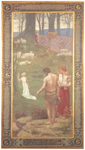 Pierre Puvis de Chavannes – St. Genevieve as a Child at Prayer [from Winthrop Collection of the Fogg Art Museum]. Free illustration for personal and commercial use.
