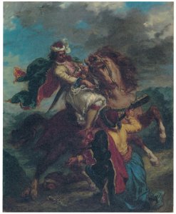 Eugène Delacroix – A Turk Surrenders to a Greek Horseman [from Winthrop Collection of the Fogg Art Museum]. Free illustration for personal and commercial use.