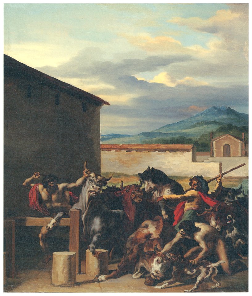 Théodore Géricault – The Bull Market [from Winthrop Collection of the Fogg Art Museum]. Free illustration for personal and commercial use.