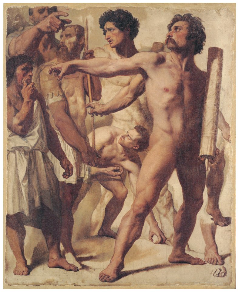 Jean-Auguste-Dominique Ingres – Studies for “The Martyrdom of St. Symphorien” (Lictors, Stone-Thrower, and Spectator) [from Winthrop Collection of the Fogg Art Museum]
