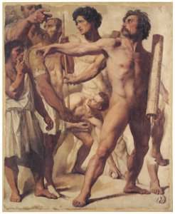 Jean-Auguste-Dominique Ingres – Studies for “The Martyrdom of St. Symphorien” (Lictors, Stone-Thrower, and Spectator) [from Winthrop Collection of the Fogg Art Museum]. Free illustration for personal and commercial use.
