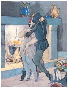Umberto Brunelleschi – Tavola per Les Contes de Boccace 2 [from Umberto Brunelleschi Illustrazioni 1930-1949]. Free illustration for personal and commercial use.