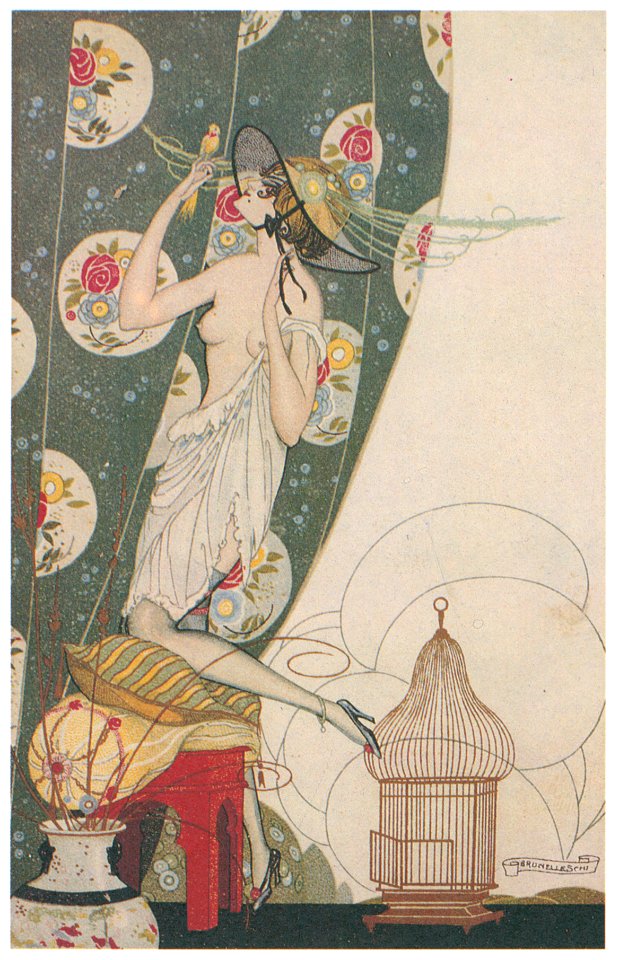 Umberto Brunelleschi – Cartolina della serie Silhouettes Galantes [from Umberto Brunelleschi Illustrazioni 1930-1949]