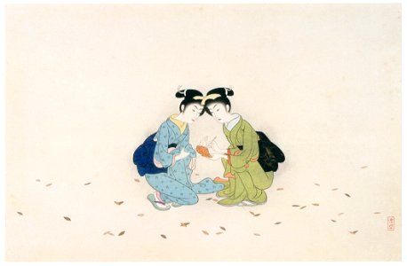 Komura Settai – Hanshan Shide Likened to Two Women [from Hanga Geijutsu No.146]. Free illustration for personal and commercial use.