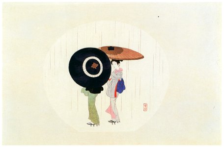 Komura Settai – Spring Rain [from Hanga Geijutsu No.146]. Free illustration for personal and commercial use.
