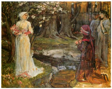 John William Waterhouse – Study for Dante and Beatrice [from J.W. Waterhouse]. Free illustration for personal and commercial use.