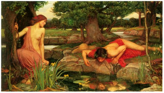 John William Waterhouse – Echo and Narcissus [from J.W. Waterhouse]. Free illustration for personal and commercial use.