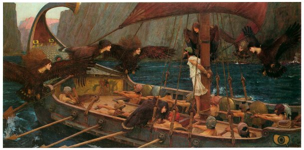 John William Waterhouse – Ulysses and the Sirens [from J.W. Waterhouse]. Free illustration for personal and commercial use.