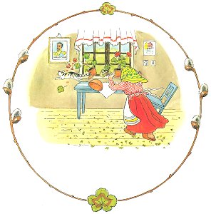 Elsa Beskow – Plate 9 [from Tale of the Little Little Old Woman]. Free illustration for personal and commercial use.