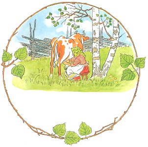 Elsa Beskow – Plate 5 [from Tale of the Little Little Old Woman]. Free illustration for personal and commercial use.