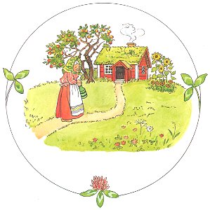 Elsa Beskow – Plate 1 [from Tale of the Little Little Old Woman]. Free illustration for personal and commercial use.