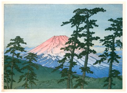 Hasui Kawase – Mt. Fuji from Hakone [from Kawase Hasui 130th Anniversary Exhibition Catalogue]. Free illustration for personal and commercial use.