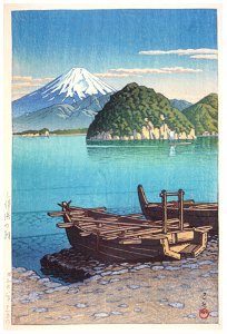 Hasui Kawase – Morning at Mitohama [from Kawase Hasui 130th Anniversary Exhibition Catalogue]. Free illustration for personal and commercial use.
