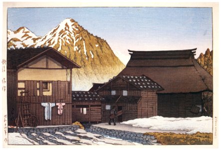 Hasui Kawase – Yuzawa, Echigo [from Kawase Hasui 130th Anniversary Exhibition Catalogue]. Free illustration for personal and commercial use.