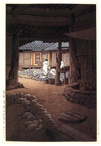 Hasui Kawase – Views of Korea Supplement : Cheoneunsa Temple at Mount Jiri, Korea [from Kawase Hasui 130th Anniversary Exhibition Catalogue]. Free illustration for personal and commercial use.