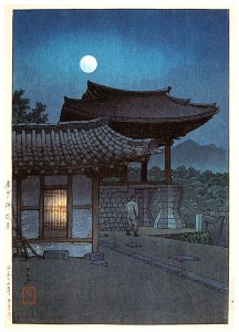 Hasui Kawase – Eight Views of Korea : Bulguksa Temple, Gyeongju [from Kawase Hasui 130th Anniversary Exhibition Catalogue]. Free illustration for personal and commercial use.