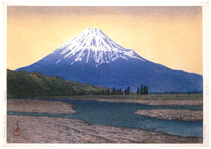 Hasui Kawase – Fuji River [from Kawase Hasui 130th Anniversary Exhibition Catalogue]. Free illustration for personal and commercial use.