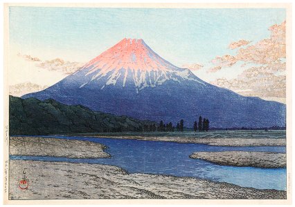 Hasui Kawase – Fuji River [from Kawase Hasui 130th Anniversary Exhibition Catalogue]. Free illustration for personal and commercial use.