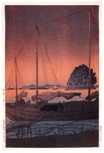 Hasui Kawase – Japanese Sceneries II, Kansai Series : Hayama, Iyo [from Kawase Hasui 130th Anniversary Exhibition Catalogue]. Free illustration for personal and commercial use.