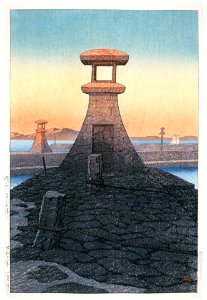 Hasui Kawase – Japanese Sceneries II, Kansai Series : Tadotsu, Sanshu [from Kawase Hasui 130th Anniversary Exhibition Catalogue]. Free illustration for personal and commercial use.