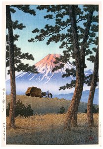 Hasui Kawase – Selected Scenes of Tokaido Road : Dusk at Tagonoura Beach [from Kawase Hasui 130th Anniversary Exhibition Catalogue]. Free illustration for personal and commercial use.