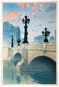 Hasui Kawase – Selected Scenes of Tokaido Road : Nihombashi Bridge (Dawn) [from Kawase Hasui 130th Anniversary Exhibition Catalogue]