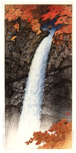 Hasui Kawase – Kegon Waterfall, Nikko [from Kawase Hasui 130th Anniversary Exhibition Catalogue]. Free illustration for personal and commercial use.
