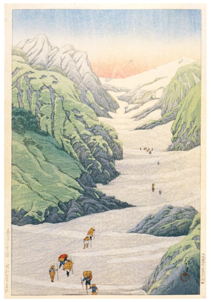 Hasui Kawase – Snowy Valley on Mt.Hakuba [from Kawase Hasui 130th Anniversary Exhibition Catalogue]
