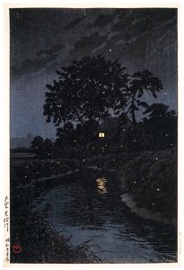 Hasui Kawase – The Minuma River, Omiya [from Kawase Hasui 130th Anniversary Exhibition Catalogue]. Free illustration for personal and commercial use.