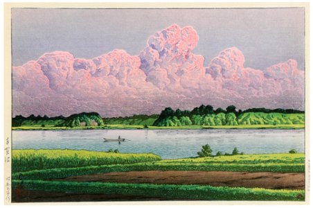 Hasui Kawase – Lake Teganuma [from Kawase Hasui 130th Anniversary Exhibition Catalogue]. Free illustration for personal and commercial use.