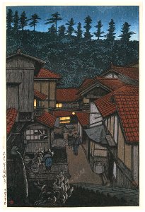 Hasui Kawase – Souvenirs of My Travels, 3rd Series: Arifuku Hot Spring, Iwami [from Kawase Hasui 130th Anniversary Exhibition Catalogue]. Free illustration for personal and commercial use.