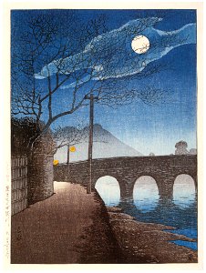 Hasui Kawase – Selected Views of Japan : No. 15, The Kotsukigawa River, Kagoshima [from Kawase Hasui 130th Anniversary Exhibition Catalogue]. Free illustration for personal and commercial use.