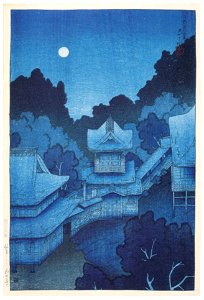 Hasui Kawase – Souvenirs of My Travels, 1st Series : Mountain Temple, Sendai [from Kawase Hasui 130th Anniversary Exhibition Catalogue]. Free illustration for personal and commercial use.