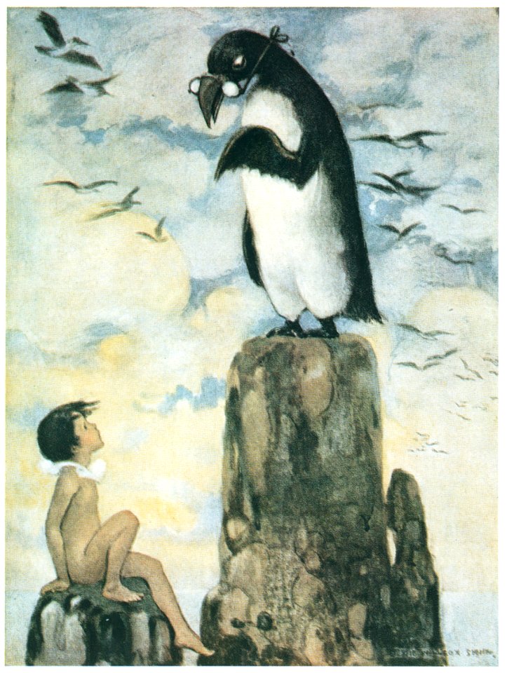 Jessie Willcox Smith – And there he saw the last of the Gairfowl, standing up on the Allalonestone, all alone [from The Water Babies]