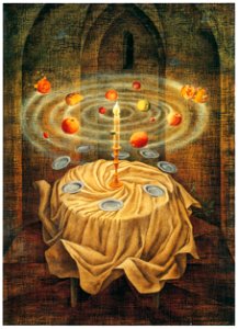 Remedios Varo – Naturaleza muerta resucitando [from Exhibition Catalog of Remedios Varo 1999]. Free illustration for personal and commercial use.