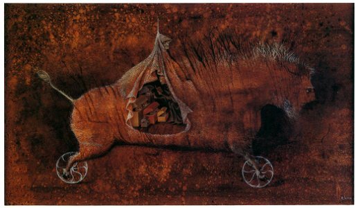 Remedios Varo – Internado ambulante [from Exhibition Catalog of Remedios Varo 1999]. Free illustration for personal and commercial use.