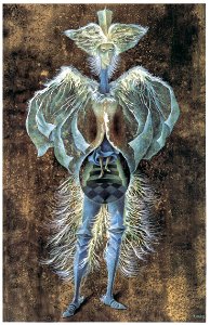 Remedios Varo – Personaje [from Exhibition Catalog of Remedios Varo 1999]. Free illustration for personal and commercial use.