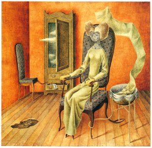 Remedios Varo – Mimetismo [from Exhibition Catalog of Remedios Varo 1999]. Free illustration for personal and commercial use.