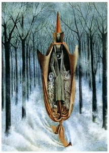 Remedios Varo – Esquiador [from Exhibition Catalog of Remedios Varo 1999]. Free illustration for personal and commercial use.