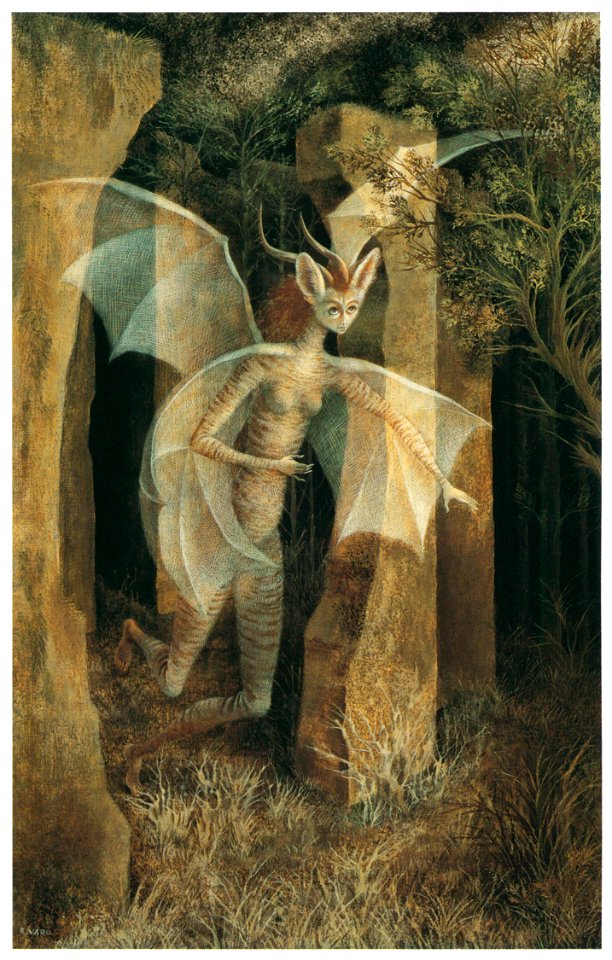 Remedios Varo – Personaje [from Exhibition Catalog of Remedios Varo 1999]. Free illustration for personal and commercial use.