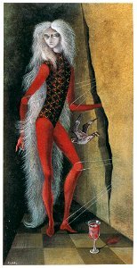 Remedios Varo – Elíxir [from Exhibition Catalog of Remedios Varo 1999]. Free illustration for personal and commercial use.