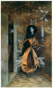 Remedios Varo – Caminos tortuosos [from Exhibition Catalog of Remedios Varo 1999]. Free illustration for personal and commercial use.