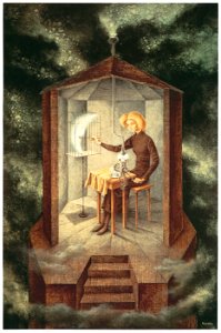 Remedios Varo – Papilla estelar [from Exhibition Catalog of Remedios Varo 1999]. Free illustration for personal and commercial use.