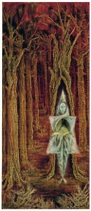 Remedios Varo – Ermitaño [from Exhibition Catalog of Remedios Varo 1999]. Free illustration for personal and commercial use.