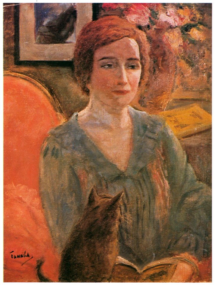 Yasushi Tanaka – MRS. TANAKA WITH CAT [from Exhibition Catalog of Yasushi Tanaka 1981]