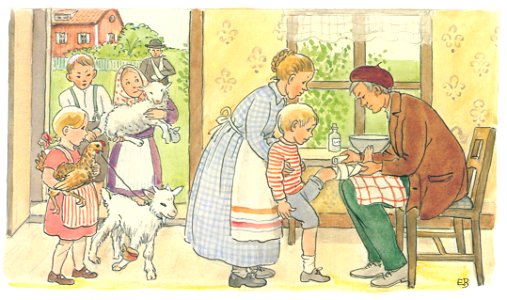 Elsa Beskow – Plate 8 [from Herr Peter]. Free illustration for personal and commercial use.