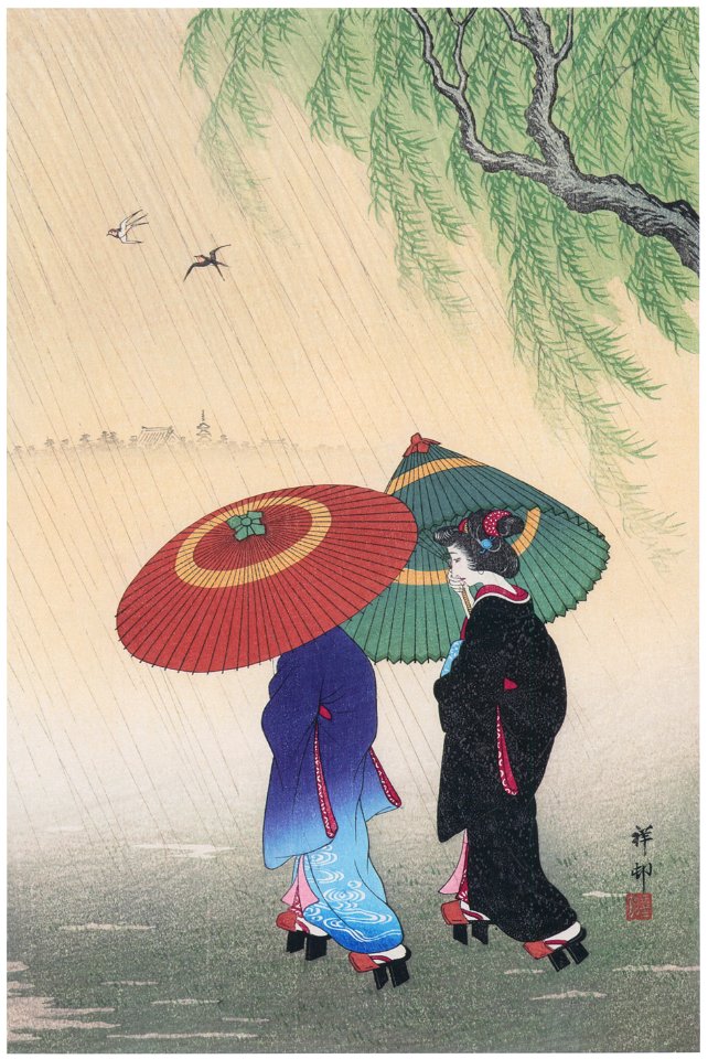 Ohara Koson – Two Women in the Rain [from Hanga Geijutsu No.180]