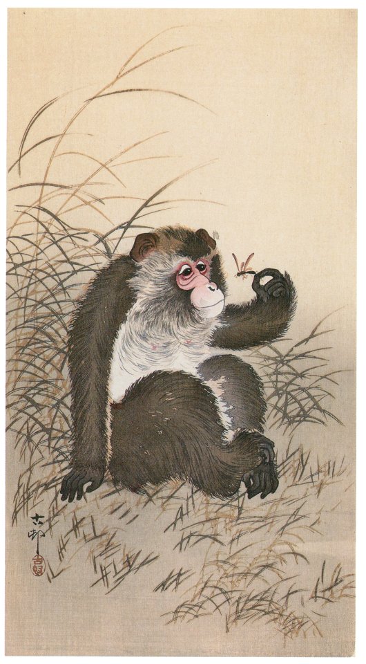 Ohara Koson – Monkey and Bee [from Hanga Geijutsu No.180]